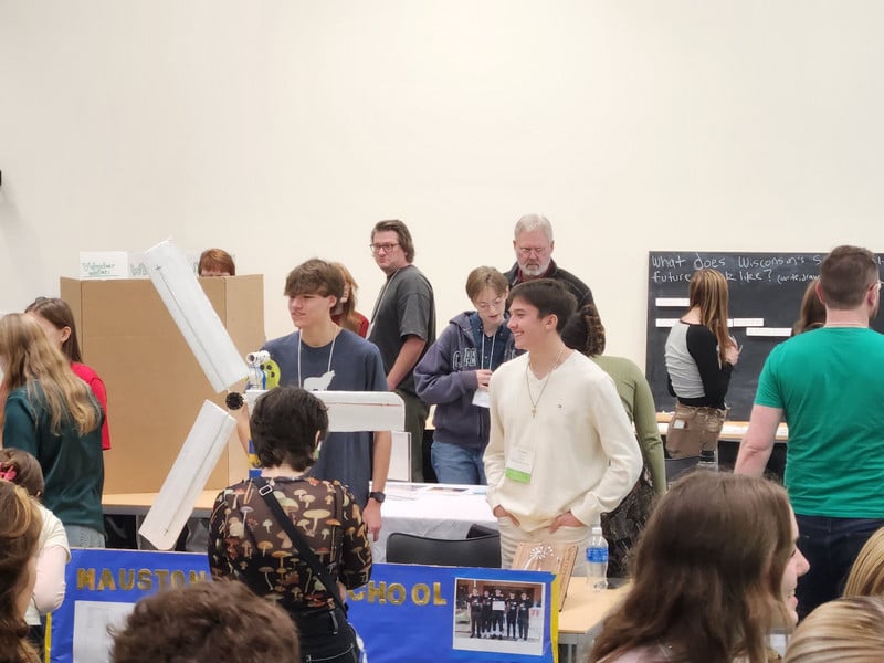 Senior members of the KidWind team were exhibitors at the 2024 Dane County Youth Climate Conference.