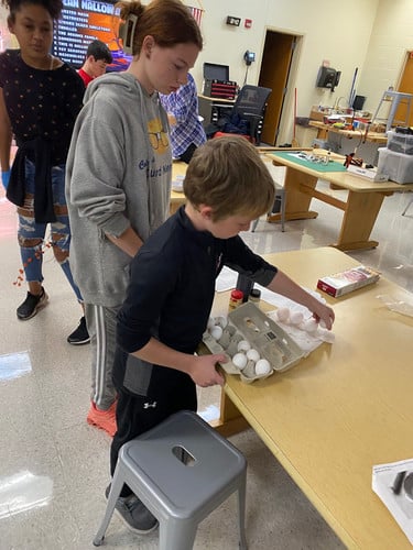 Students working on their cooking projects.