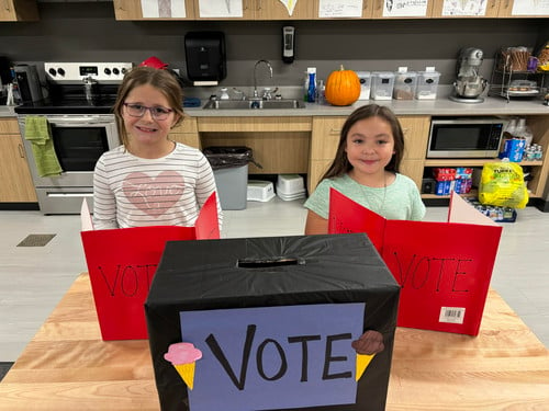 Students in Mrs. LaBansky’s E1 Montessori classroom learned about the election process.