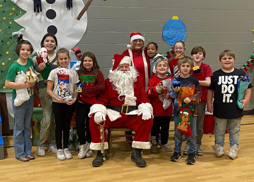 Santa came to visit students at Lyndon Station Elementary.