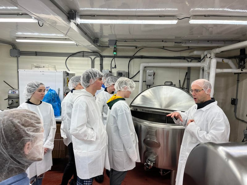 Biotechnology students visited the Carr Valley Cheese Factory in Mauston.